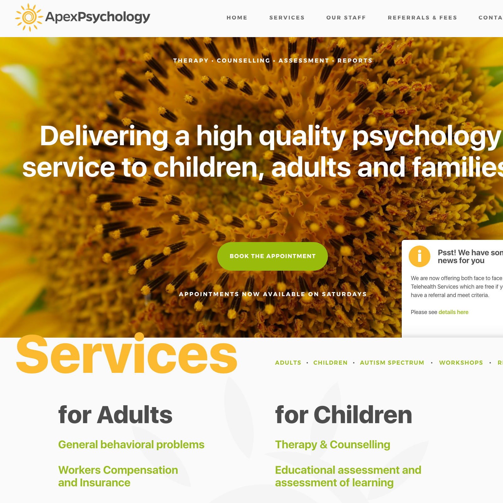 Web design proposal for Psychology Clinic